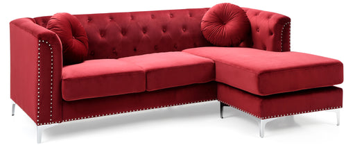 Glory Furniture Pompano Burgundy Velvet Sofa Chaise