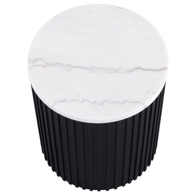 Steve Silver Colvin Brown White Marble 3pc Round Coffee Table Set