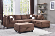 Glory Furniture Malone Chocolate Sectional with Ottoman
