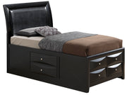 Glory Furniture Marilla Black Faux Leather Twin Storage Bed