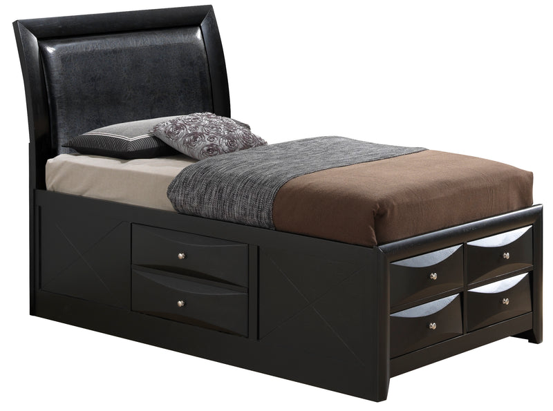 Glory Furniture Marilla Black Faux Leather Twin Storage Bed