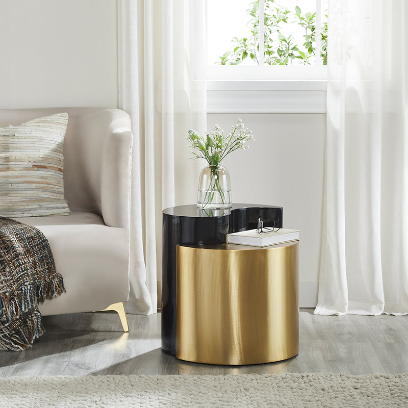 Galaxy Home Ying Yang Black Silver End Table