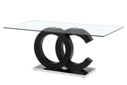 Global Furniture D2207 Black Clear Silver Dining Table