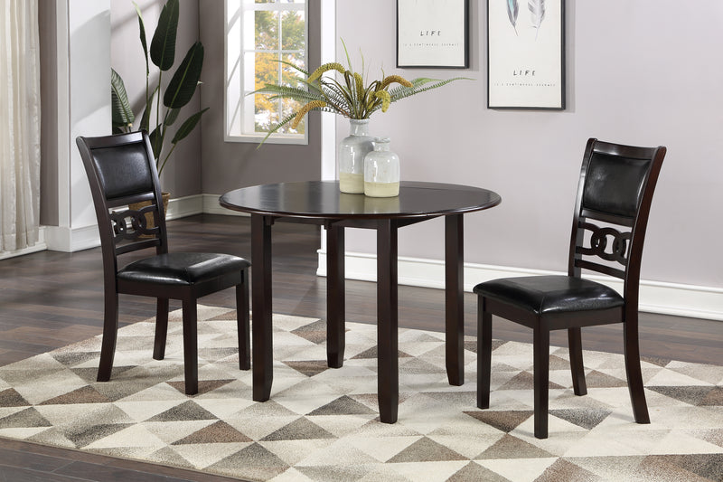 New Classic Furniture Gia Brown PU 42 Inch 3pc Drop Leaf Dining Set