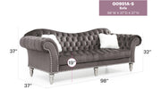 Glory Furniture Wilshire Dark Gray Velvet Sofa