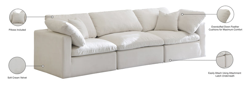 Meridian Furniture Plush Cream Velvet Modular Sofa
