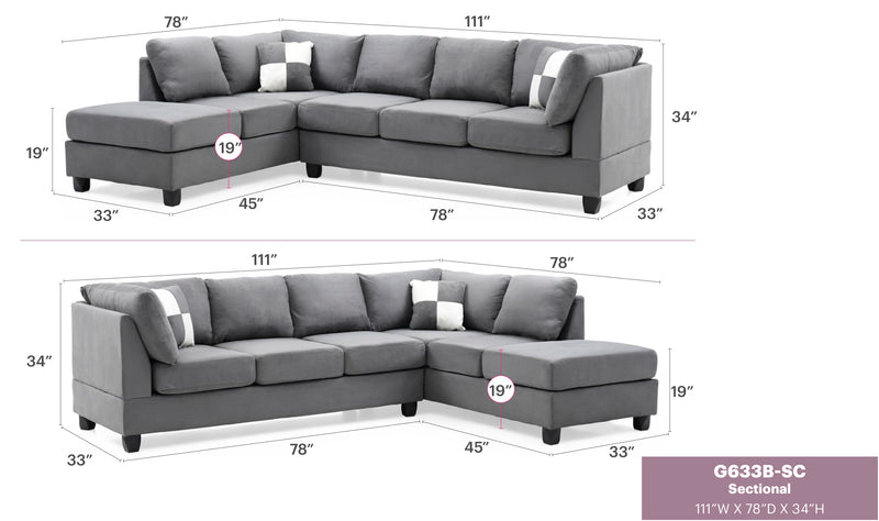 Glory Furniture Malone Gray Sectional