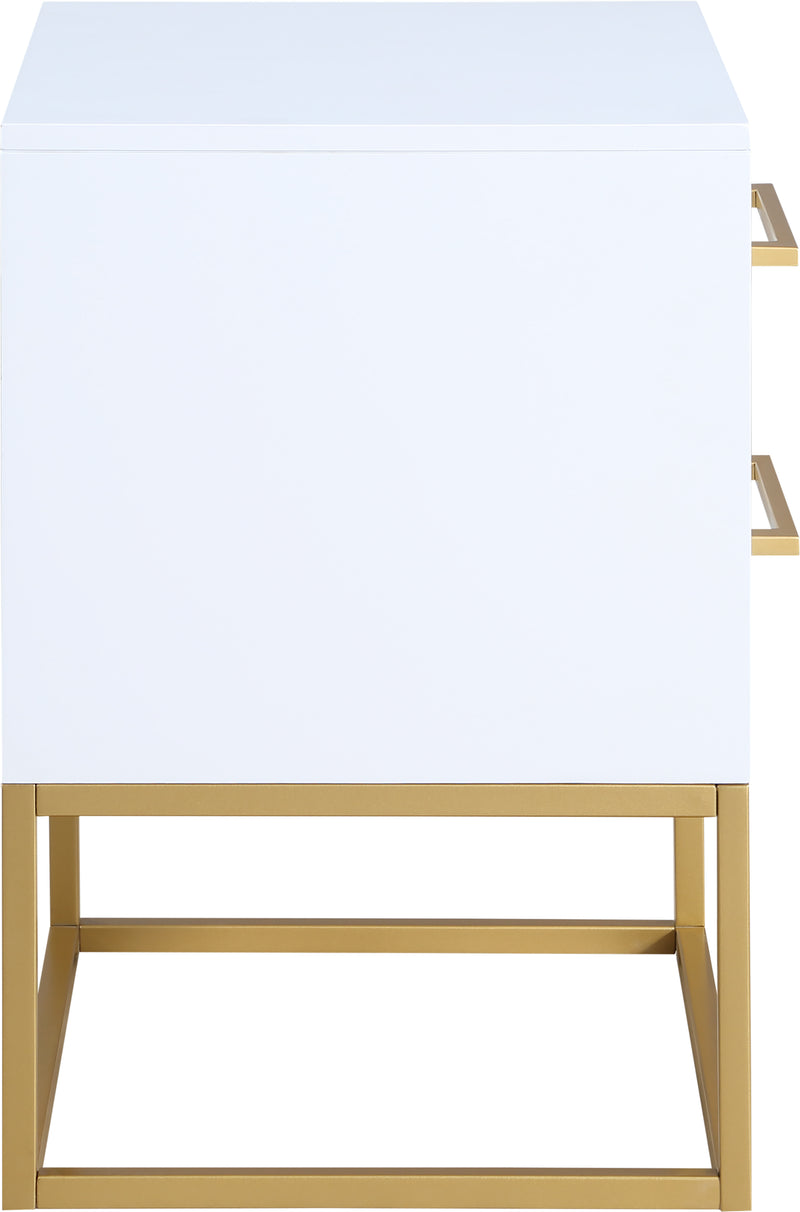 Meridian Furniture Maxine White Gold Night Stand