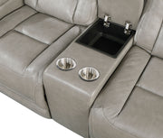 New Classic Furniture Breckenridge Light Gray Console Loveseat with Power Footrest and Headrest