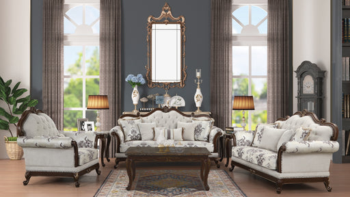 Galaxy Home Gloria White 3pc Button Tufted Living Room Set