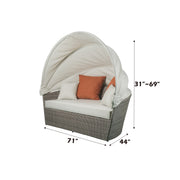 Acme Furniture Salena Beige Gray Patio Canopy Sofa and Ottoman