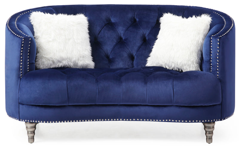 Glory Furniture Dania Blue Velvet Loveseat