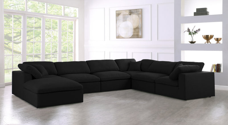 Meridian Furniture Serene Grey Fabric Modular 7pc Sectional with Ottoman