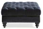 Glory Furniture Nola Navy Blue Velvet Ottoman