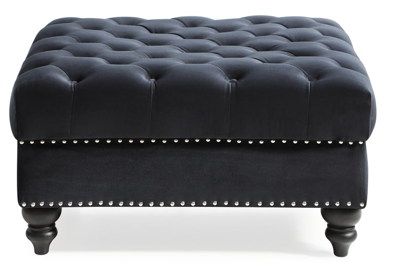 Glory Furniture Nola Navy Blue Velvet Ottoman