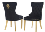 2 Galaxy Home Simba Black Velvet Dining Chairs