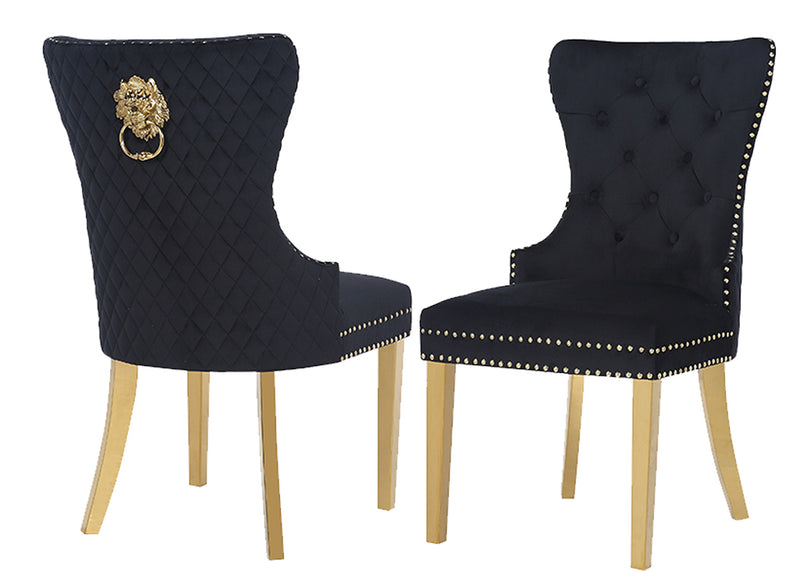 2 Galaxy Home Simba Black Velvet Dining Chairs