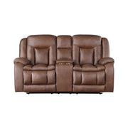 New Classic Furniture Morello Brown Console Loveseat with Dual Recliners