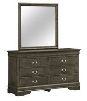 Glory Furniture Louis Phillipe Traditional Gray Dresser and Mirror