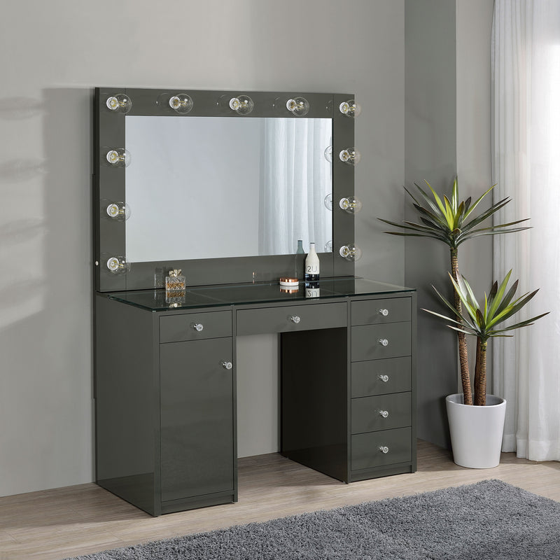 Coaster Furniture Acena Grey High Gloss Vanity Set with Lighting