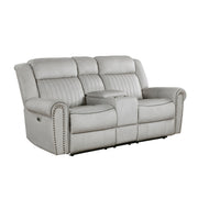 Home Elegance Brennen Gray Power Double Reclining Love Seat with Console