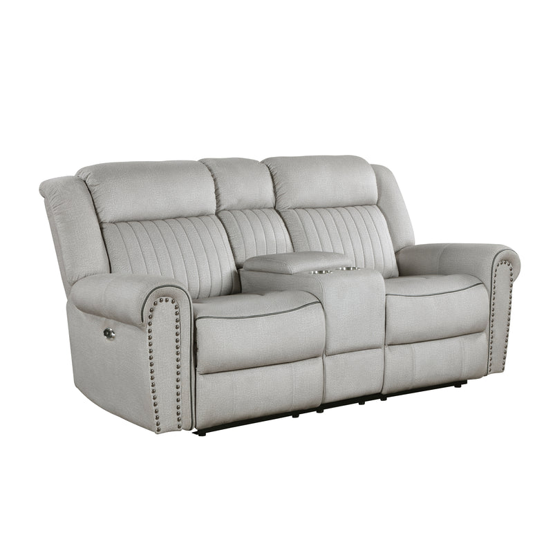 Home Elegance Brennen Gray Power Double Reclining Love Seat with Console