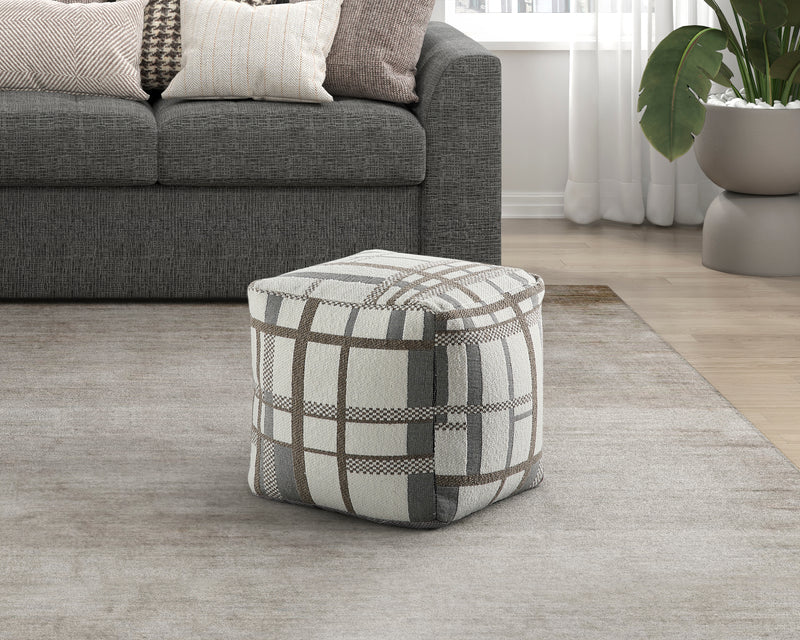 Home Elegance Easley Black White Fabric Square Pouf
