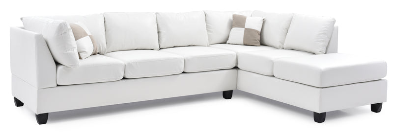 Glory Furniture Malone White Faux Leather Sectional