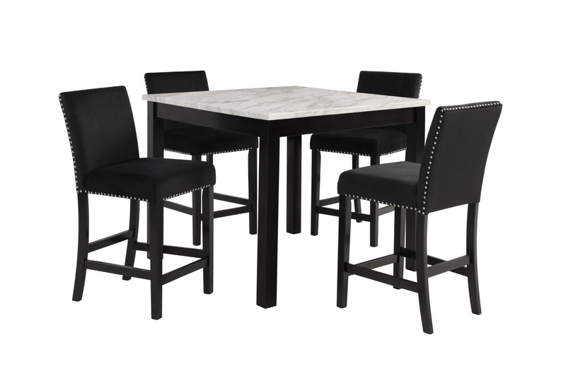 Crown Mark Lennon White Black 5pc Counter Height Set