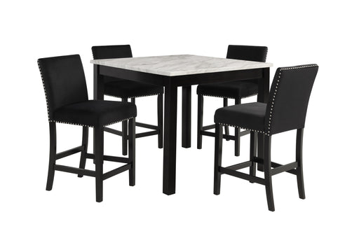 Crown Mark Lennon White Black 5pc Counter Height Set