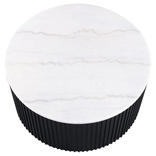 Steve Silver Colvin Black White Marble Coffee Table with Casters