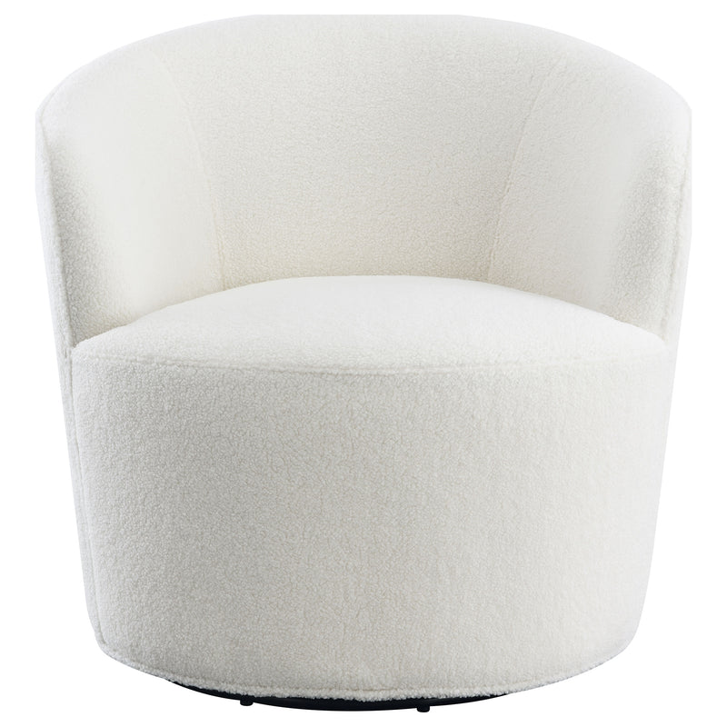 Coaster Furniture Joyce White Upholstered Swivel Barrel Chair