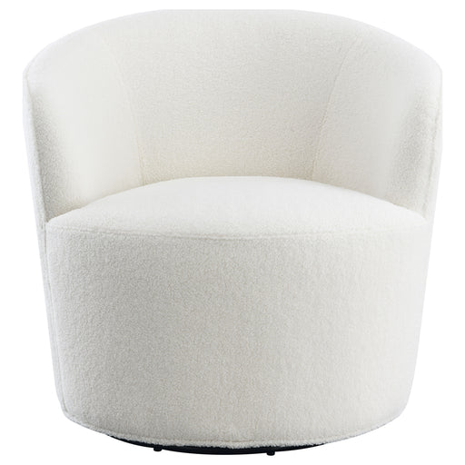 Coaster Furniture Joyce White Upholstered Swivel Barrel Chair