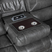Home Elegance Newnan Brown Double Reclining Sofa with Drop Down Cup Holders