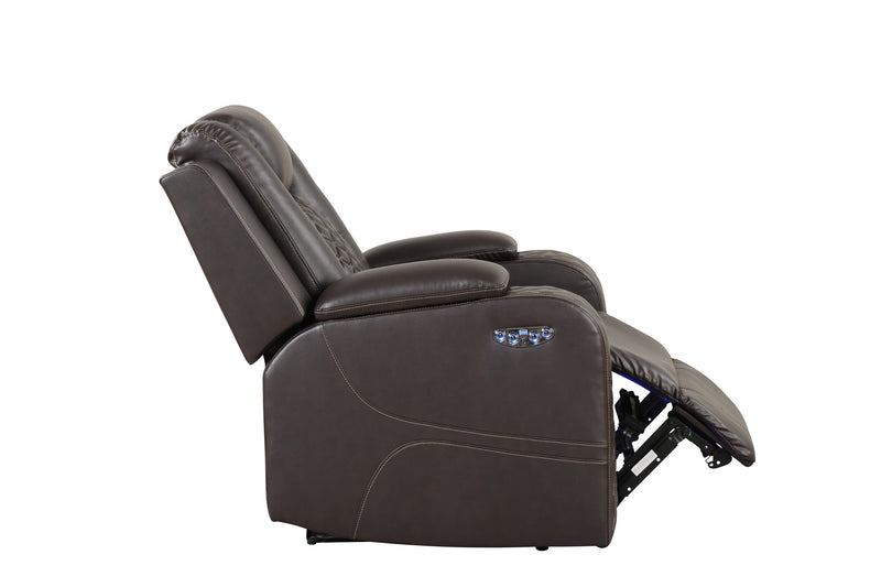 Galaxy Home Benz Brown LED Power Reclining Chair