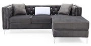 Glory Furniture Paige Gray Velvet Sofa Chaise