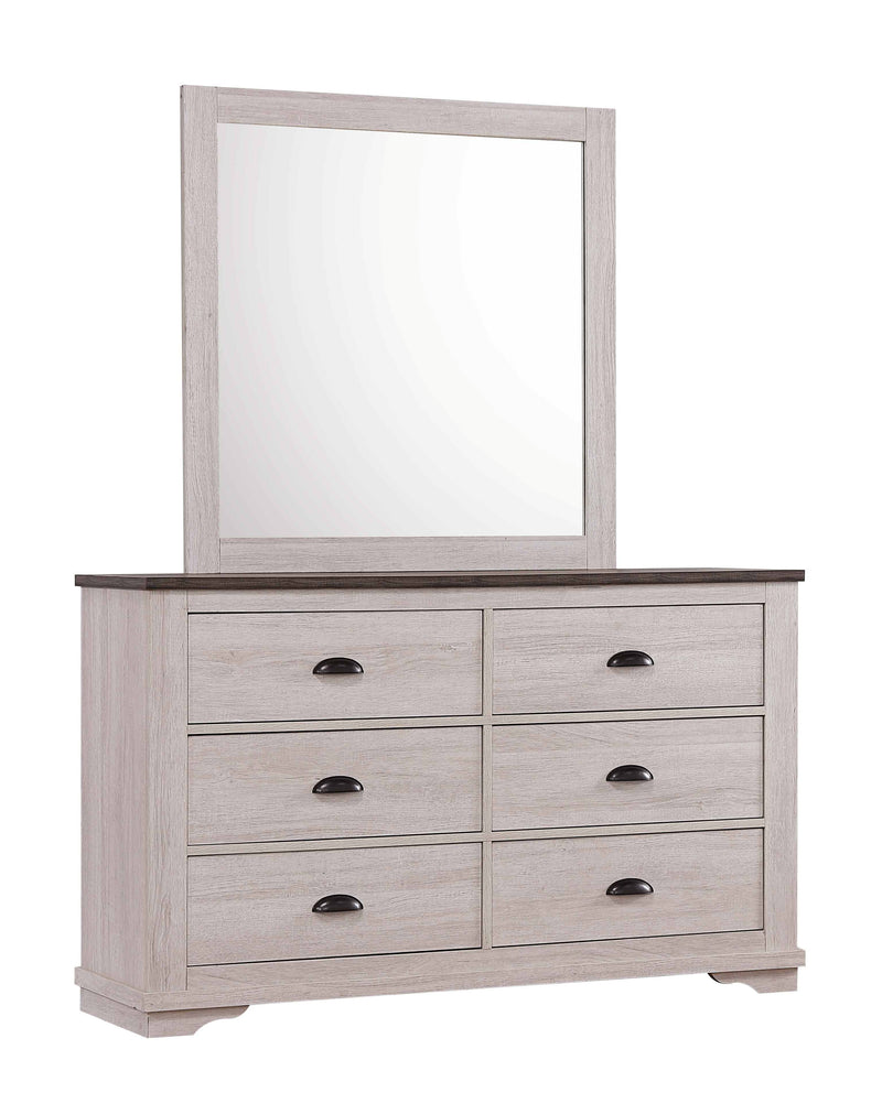 Crown Mark Coralee Chalk Grey Dresser and Mirror