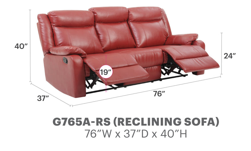 Glory Furniture Ward Dark Brown Faux Leather Double Reclining Sofa