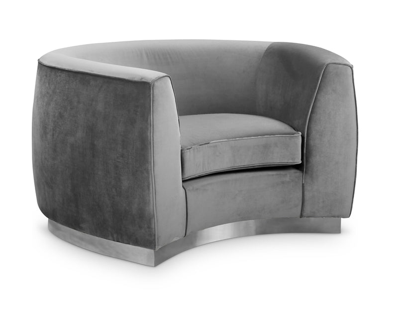 Meridian Furniture Julian Grey Velvet Chrome Chair