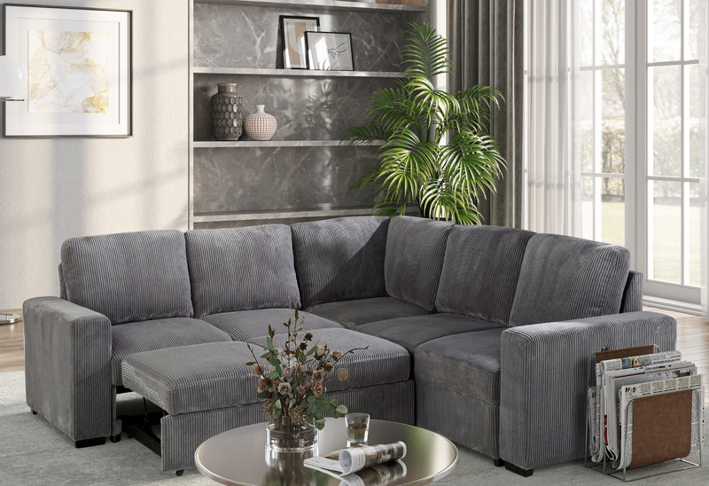 Global Furniture U2660 Grey Sectional without Chaise and with Pullout