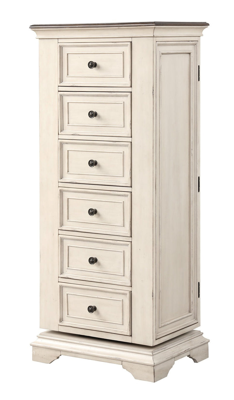 New Classic Furniture Anastasia Antique White Lingerie Swivel Chest with Mirror
