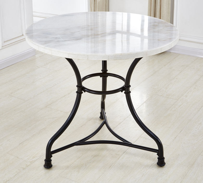Steve Silver Claire White Marble Top Round Dining Table