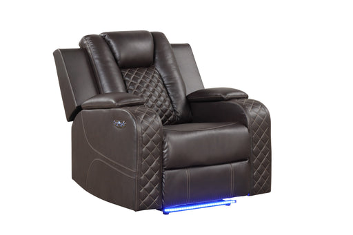 Galaxy Home Benz Brown LED Power Reclining Chair