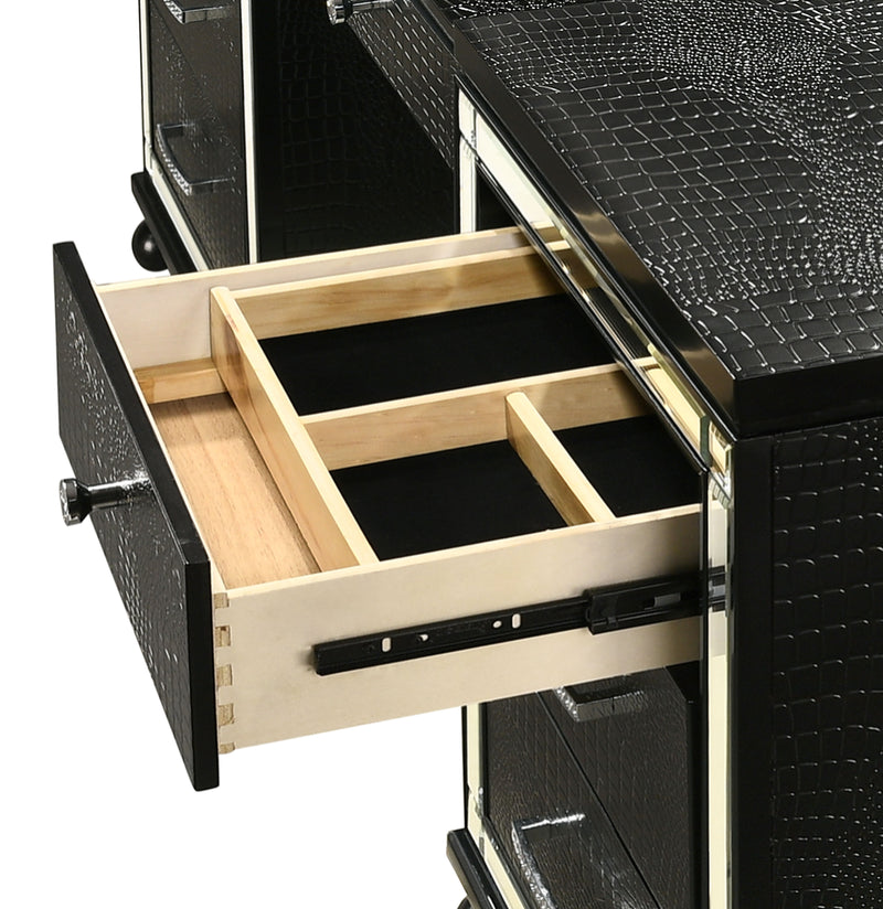 New Classic Furniture Valentino Black Vanity Desk with Mirror