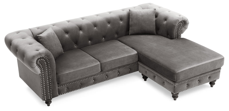 Glory Furniture Nola Black Velvet Reversible Sectional