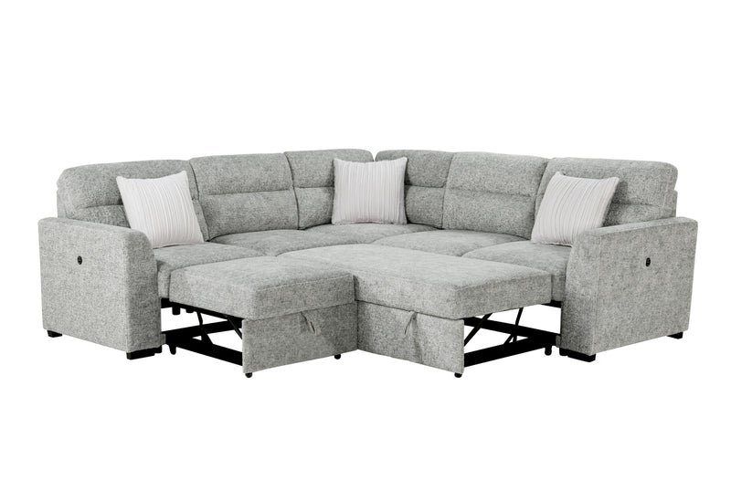 Global Furniture U9401 Nickel Sectional with 3 Pillows