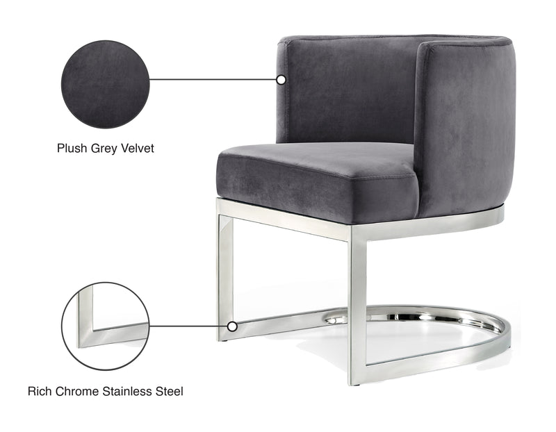 Meridian Furniture Gianna Grey Velvet Chrome Dining Chair