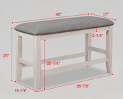 Crown Mark Fulton White Grey Counter Height Bench