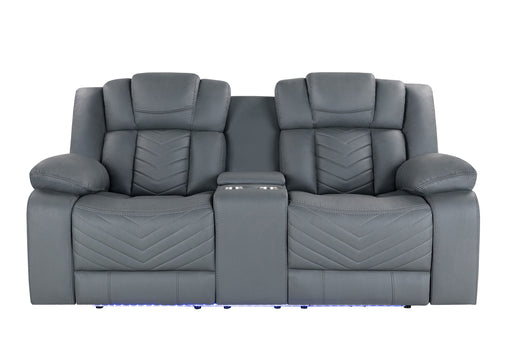 Global Furniture U7068 Grey Power Console Reclining Loveseat with LED
