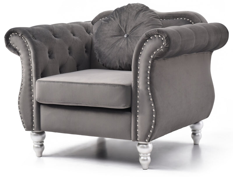 Glory Furniture Hollywood Dark Gray Velvet Fabric Chair